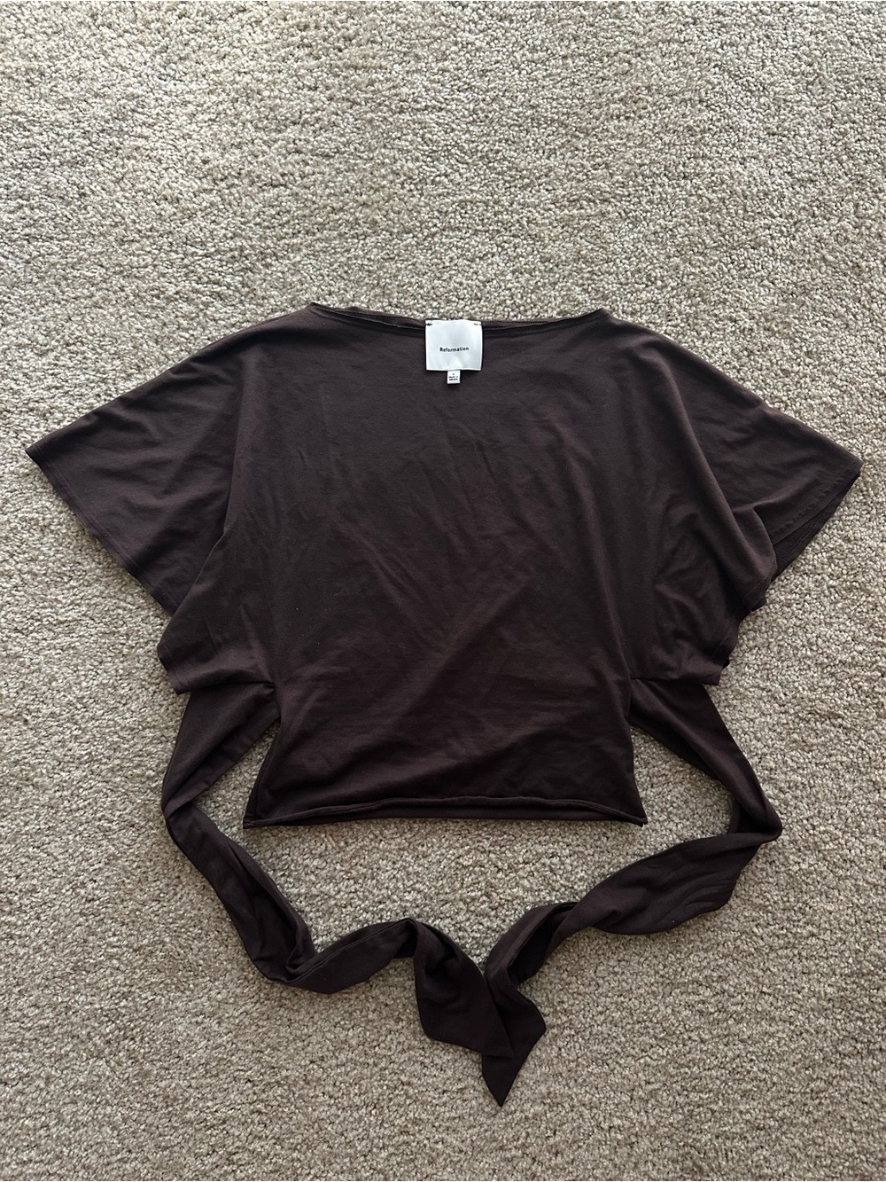 Reformation Avery Knit Top Short Sleeve in Brown Large
